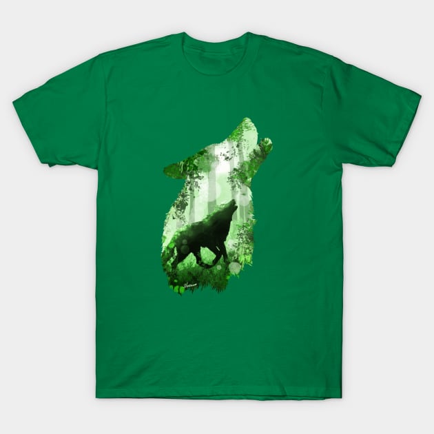 Evergreen Wolf T-Shirt by DVerissimo